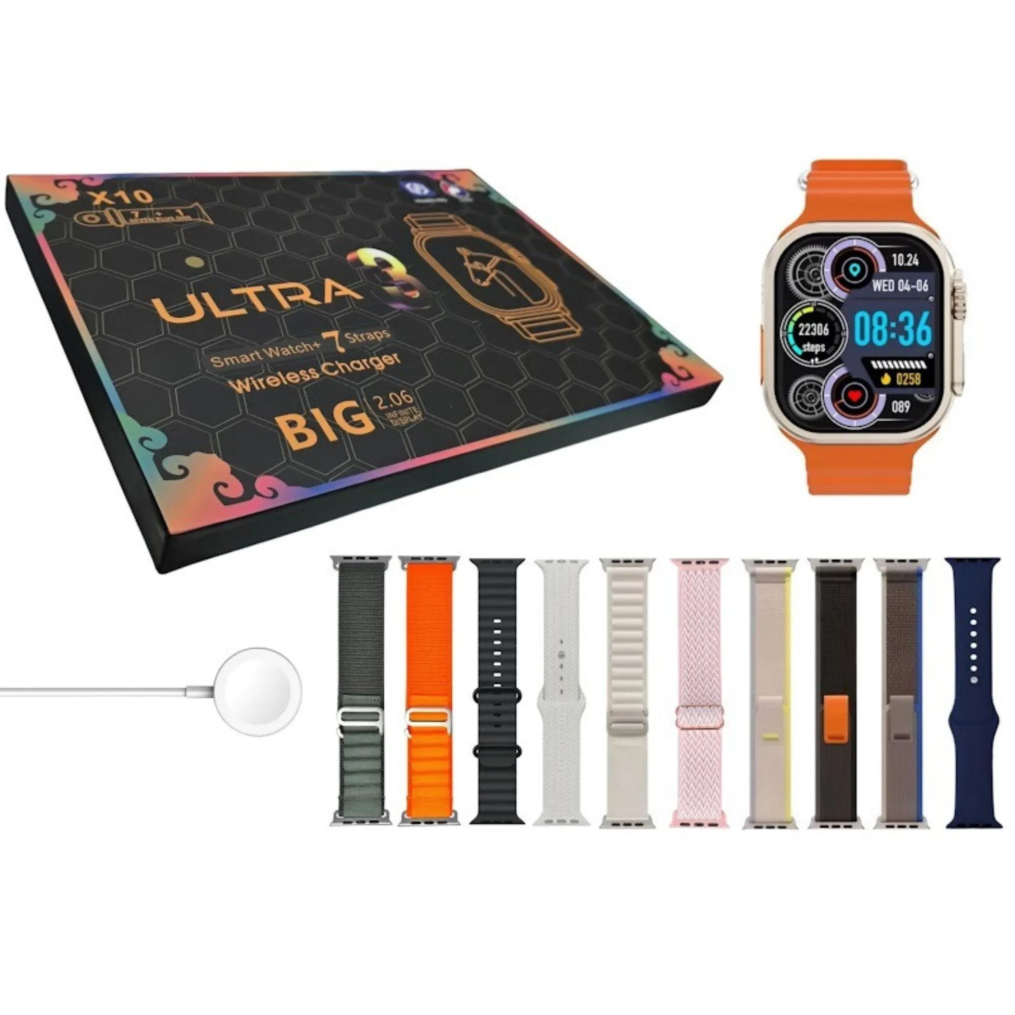 SMART WATCH METALIZADO 7 CORREAS