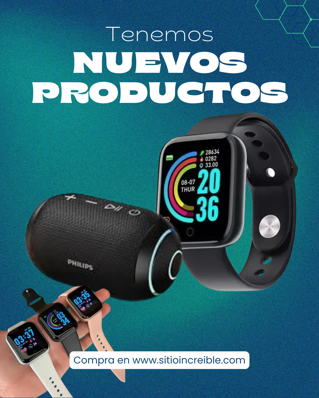 PARLANTE PHILIP ORIGINAL + SMART WATCH D COLOR DEL RELOJ