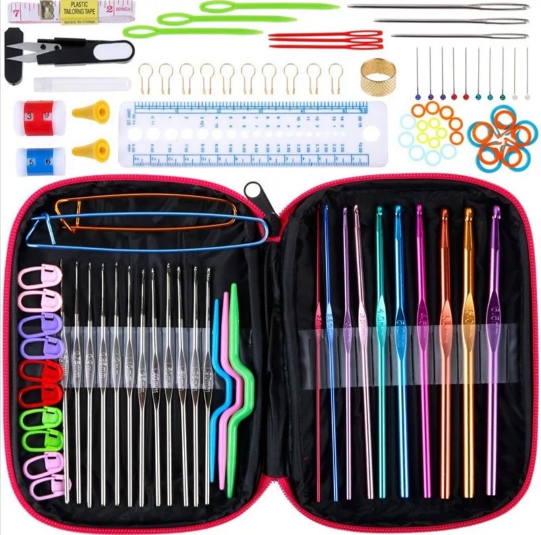 Set Agujas Crochet Aluminio 100 Pcs