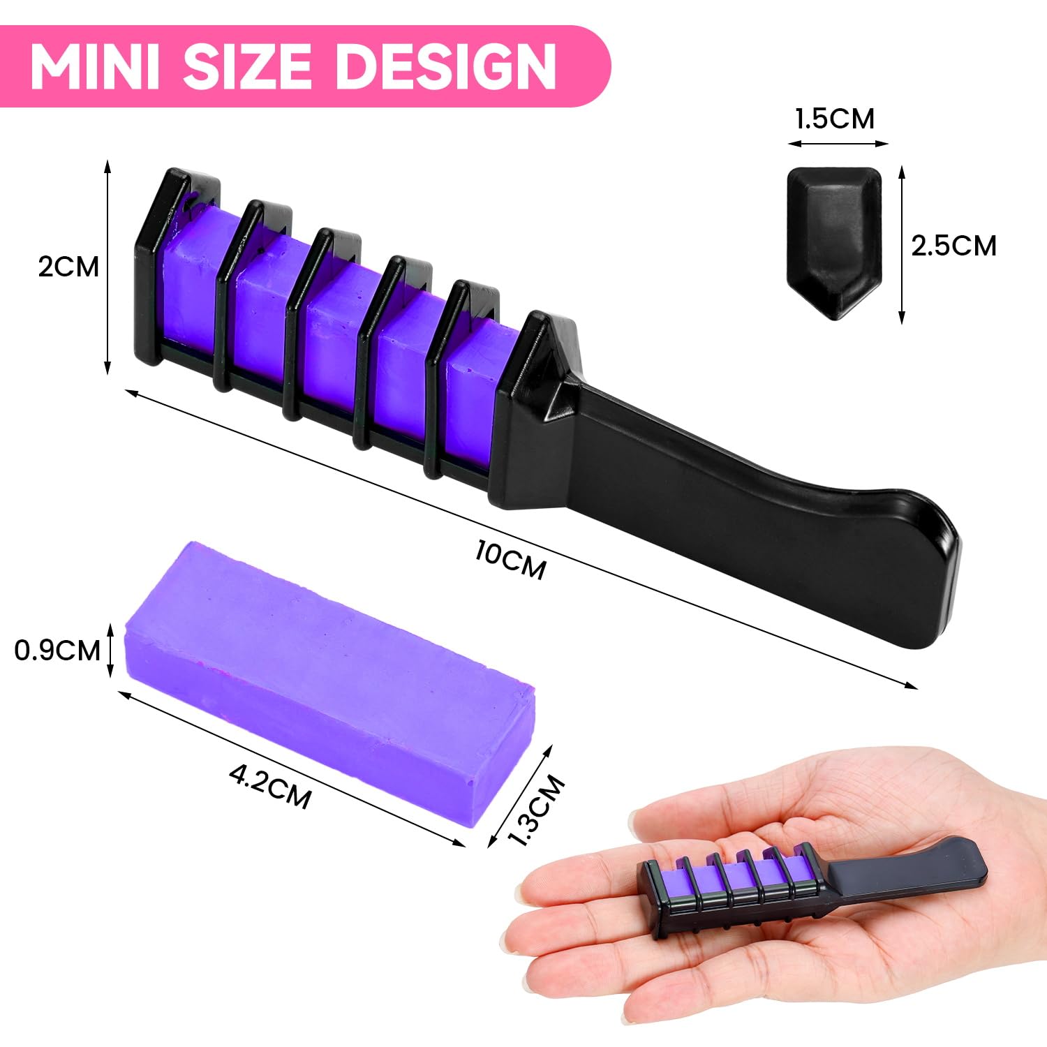 Miniatura 7 de Peine de tiza para el cabello 10 colores