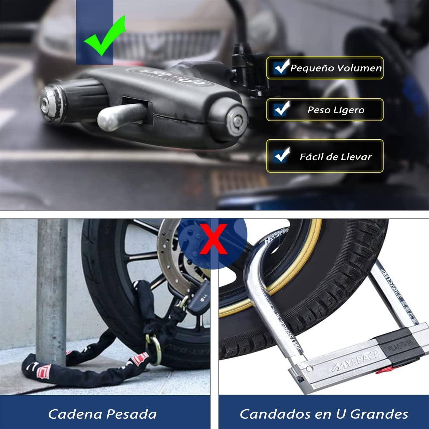 Miniatura 5 de Candado para Moto Manubrio Seguridad