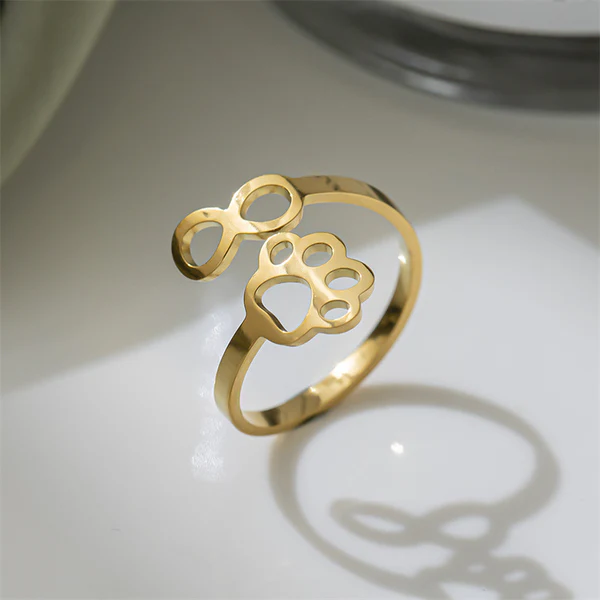 Miniatura 2 de Anillo patitas-gato(ajustable)2PCSDORADO