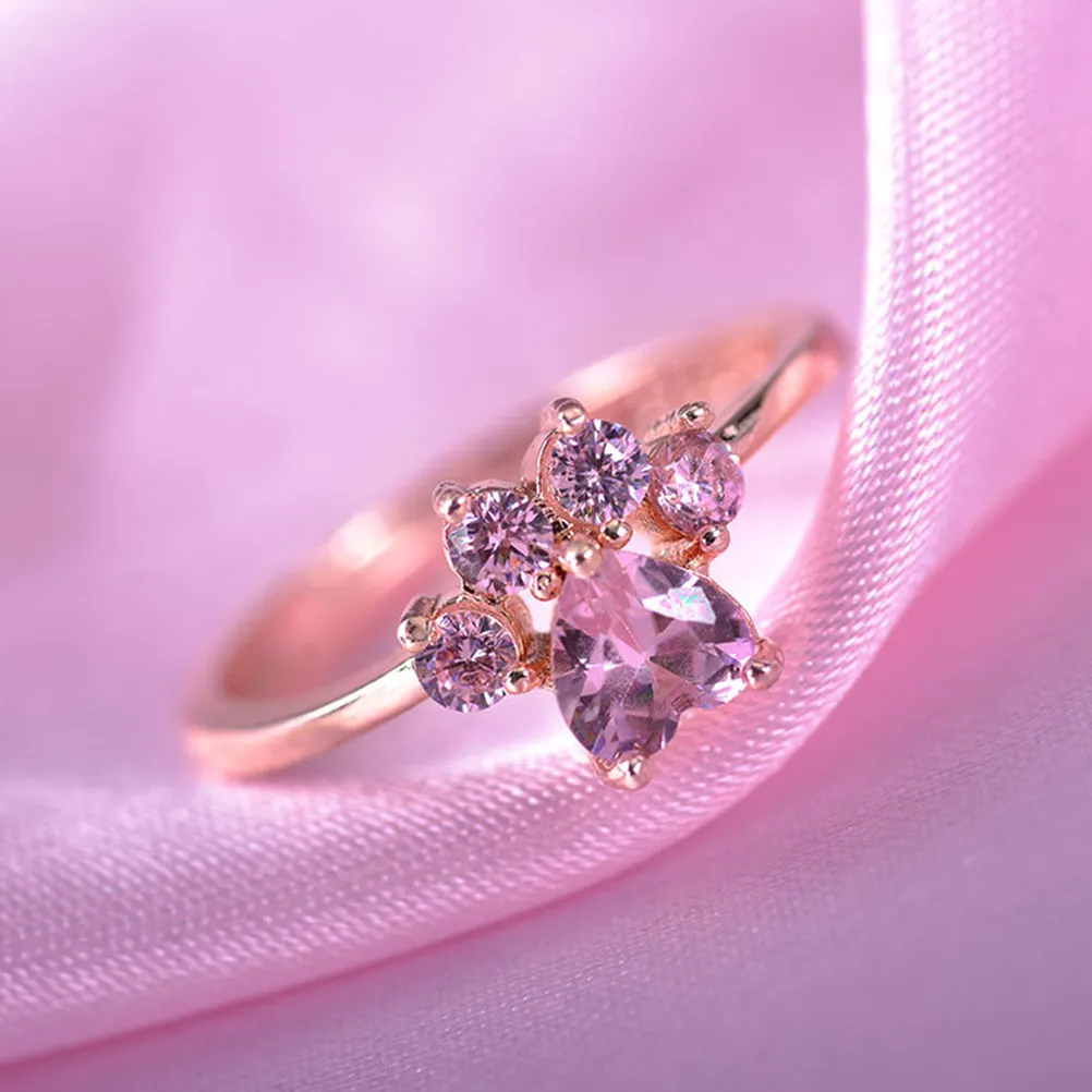 Miniatura 4 de Anillo patitas rosado gato (ajustable)