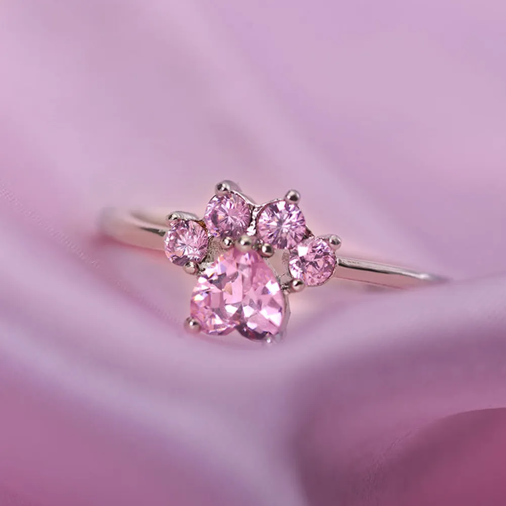 Miniatura 2 de Anillo patitas rosado gato (ajustable)