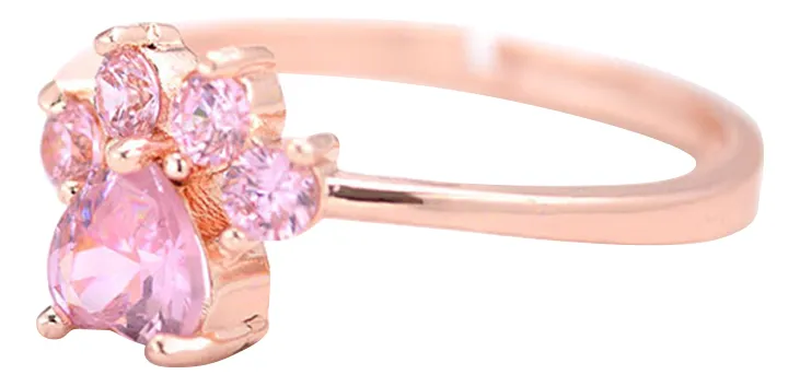 Miniatura 5 de Anillo patitas rosado gato (ajustable)