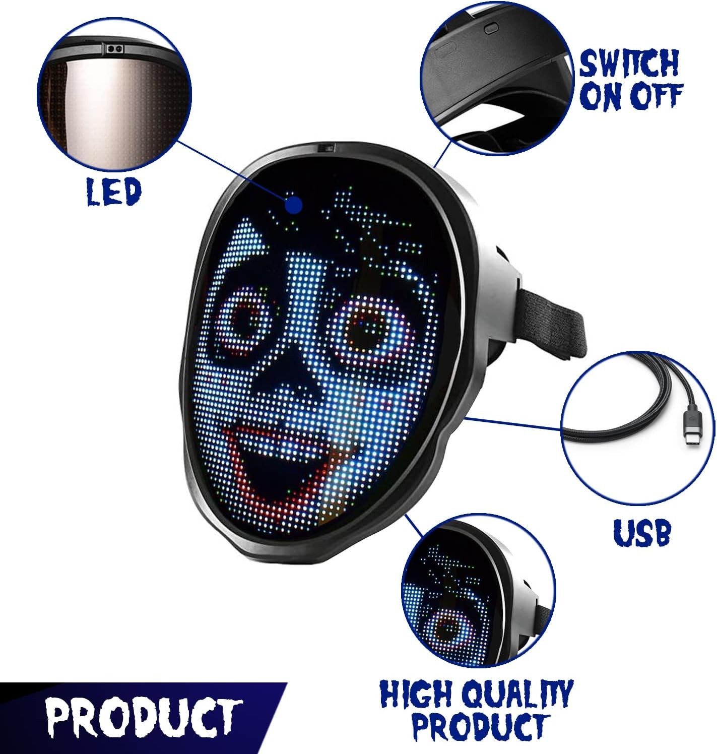 Miniatura 2 de Máscara LED Iluminada Con Bluetooth RGB