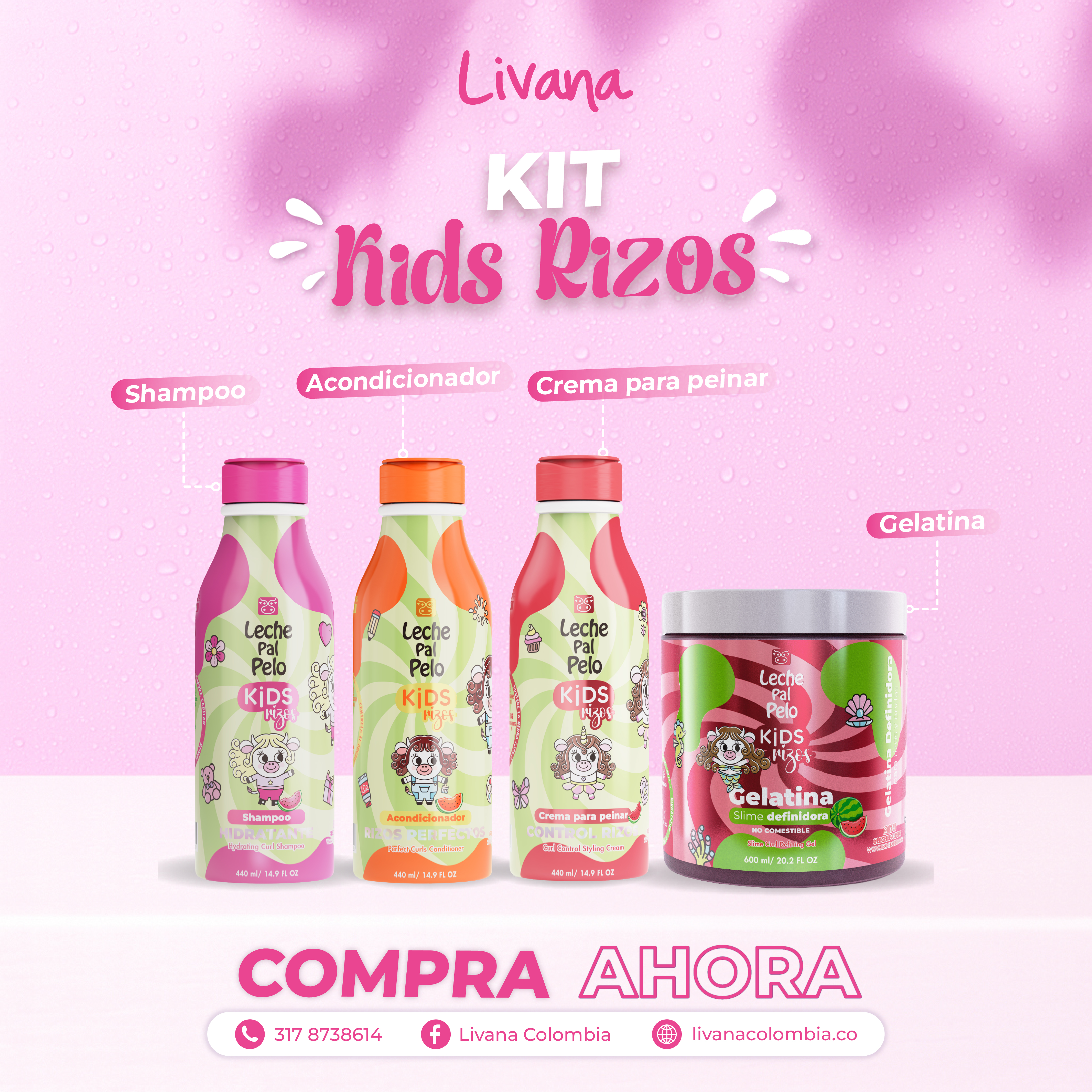 Kit Rizos Gel KIds Leche Pal Pelo