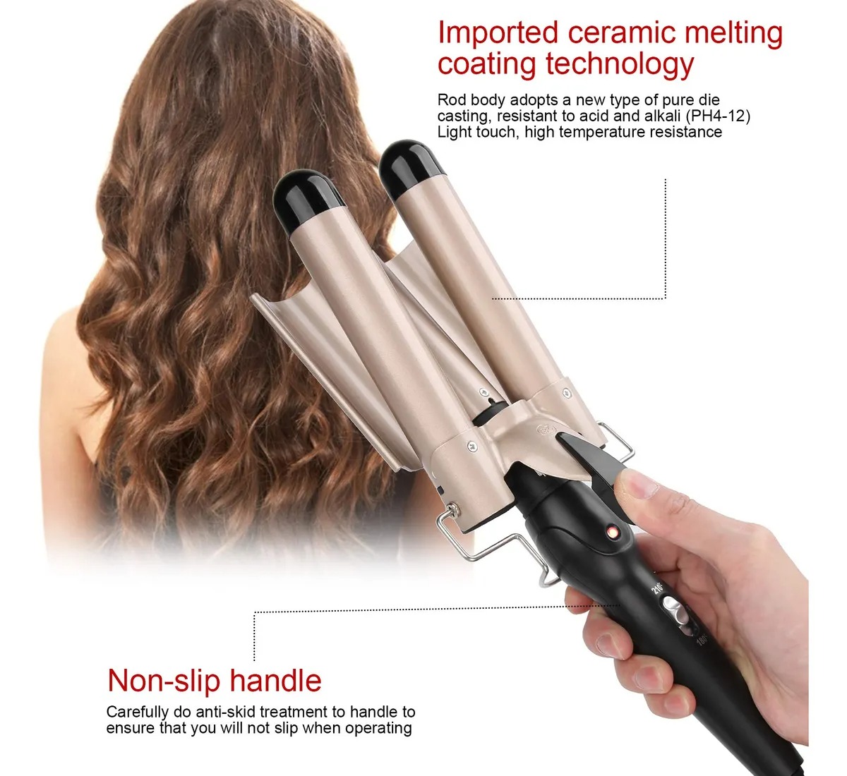 Pinza Rizadora De Cabello 3 Tubos