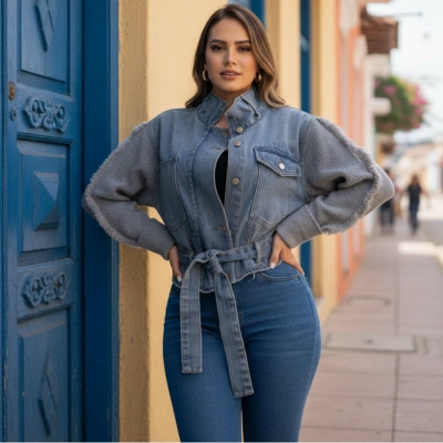 Denim Aura™ — Chaqueta Oversize con Teji