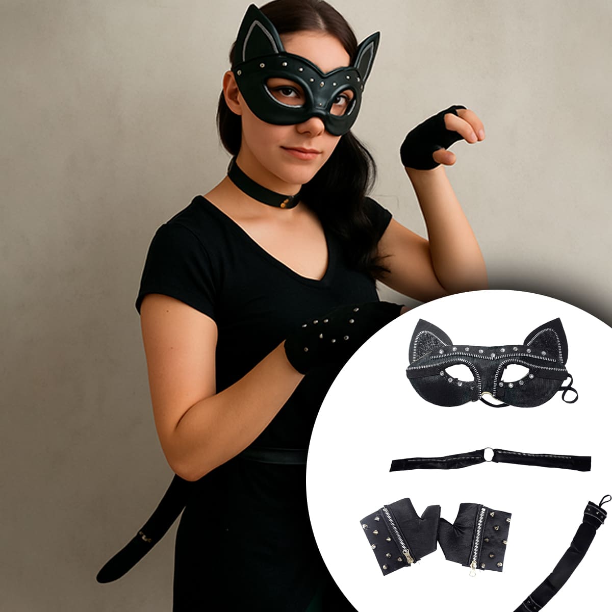 Miniatura 8 de Kit Gatita Negra Disfraz Sexy MA-103