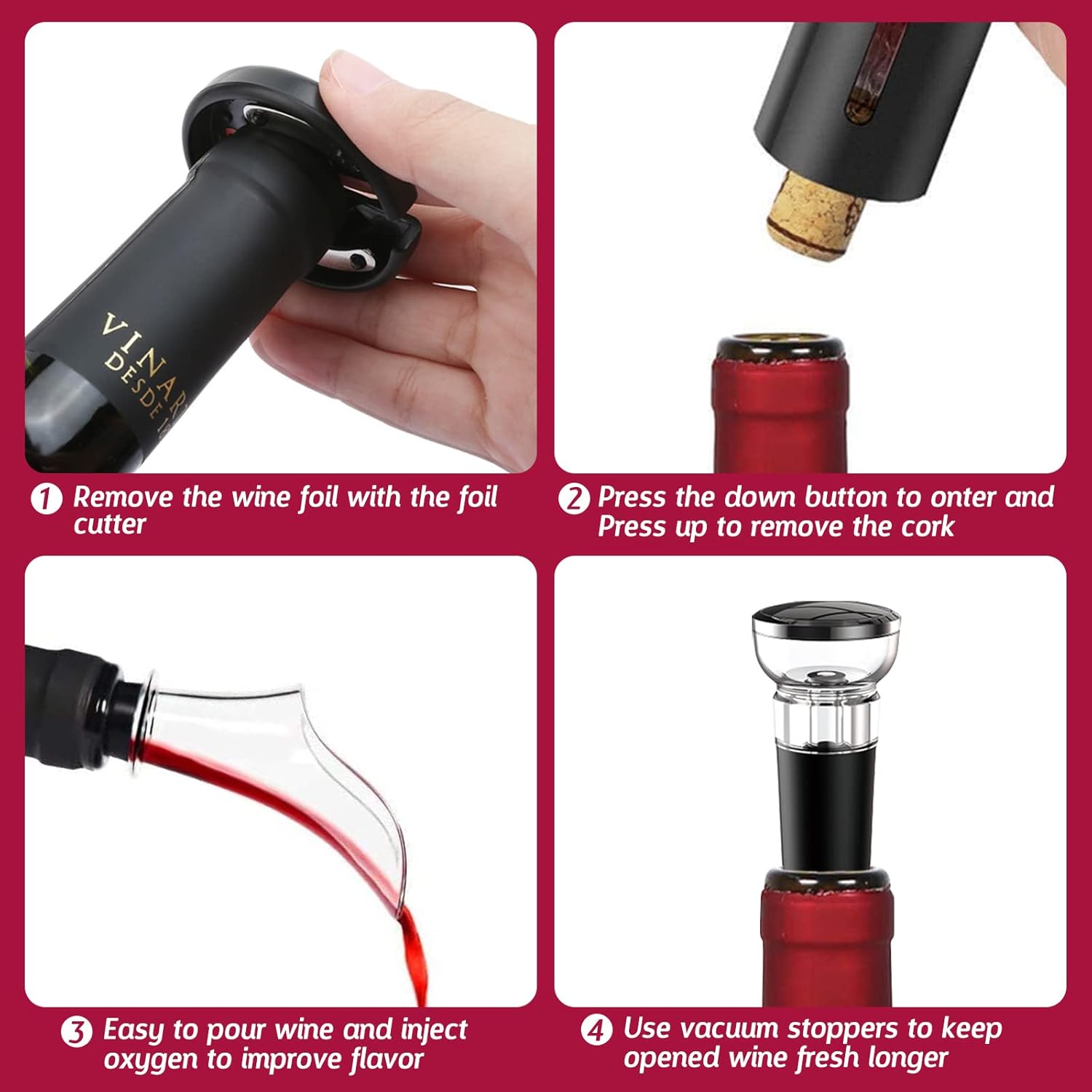 Miniatura 6 de Descorchador de Vinos Eléctrico