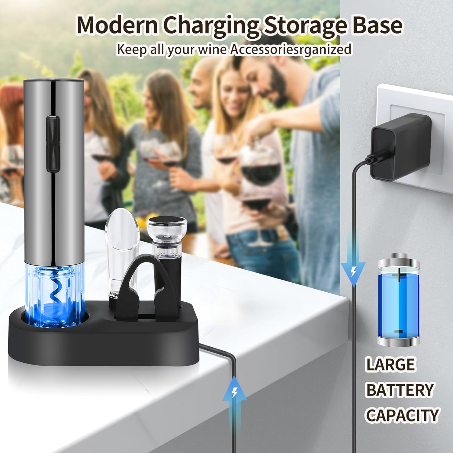 Miniatura 3 de Descorchador Vinos Eléctrico Recargable