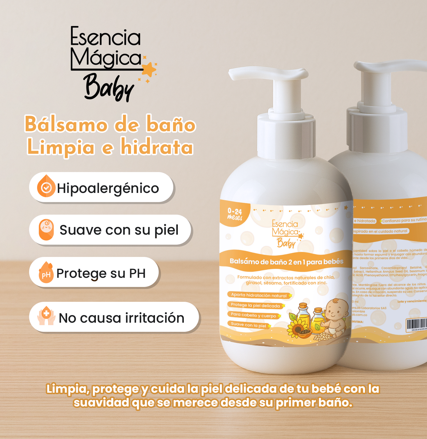 Bálsamo de baño 2 en 1 para Bebés