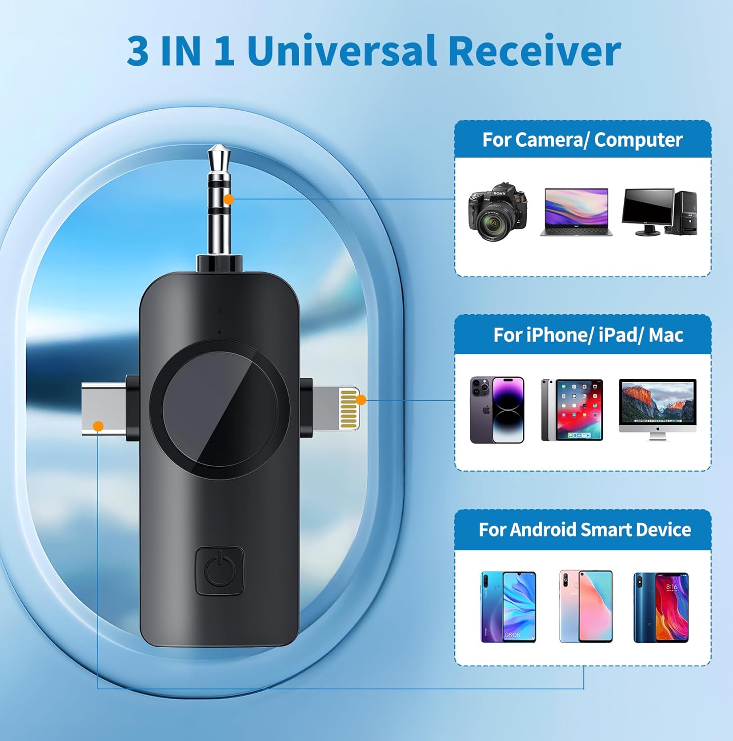 Miniatura 8 de Micrófono Solapa Inalámbrico 3 en 1