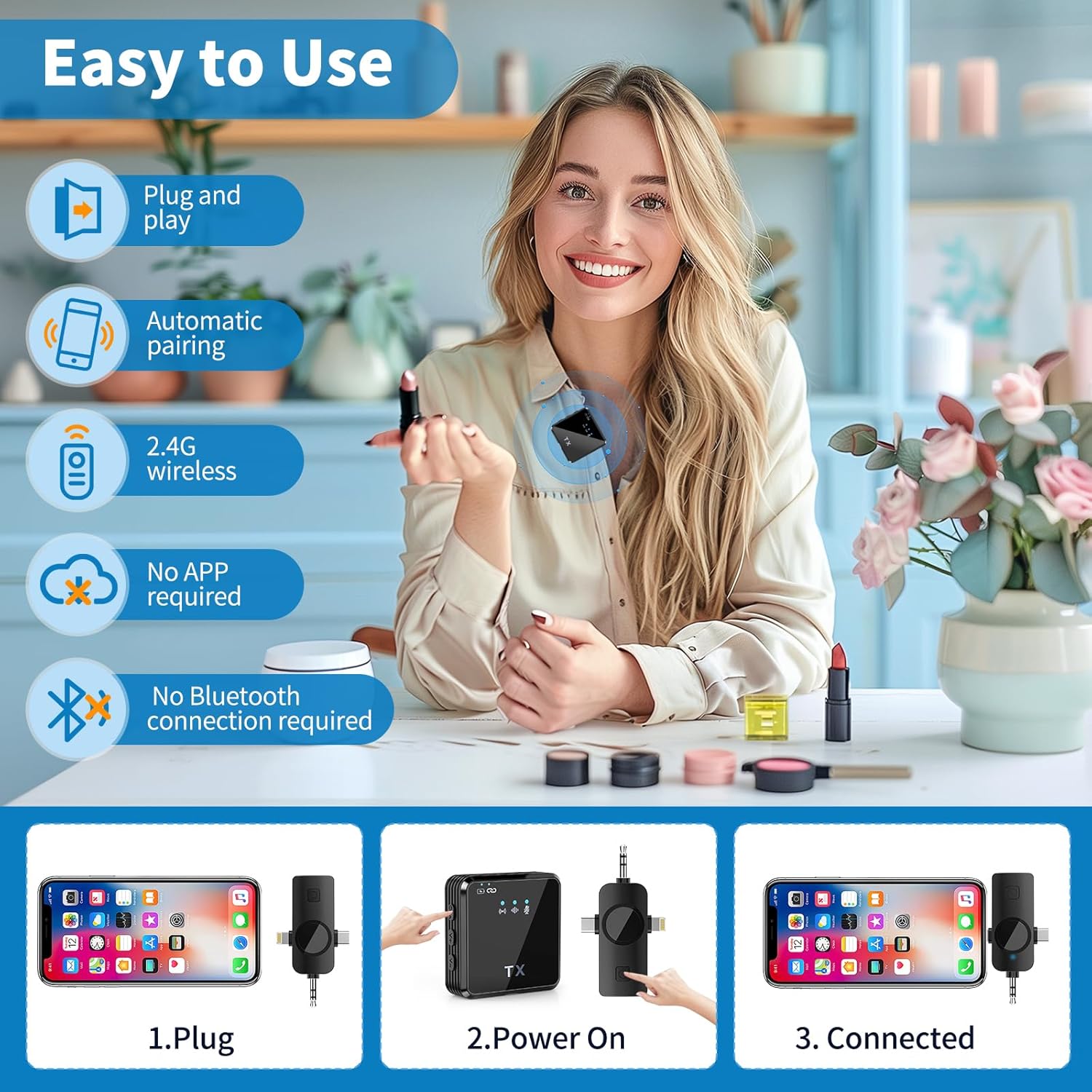 Miniatura 3 de Micrófono Solapa Inalámbrico 3 en 1