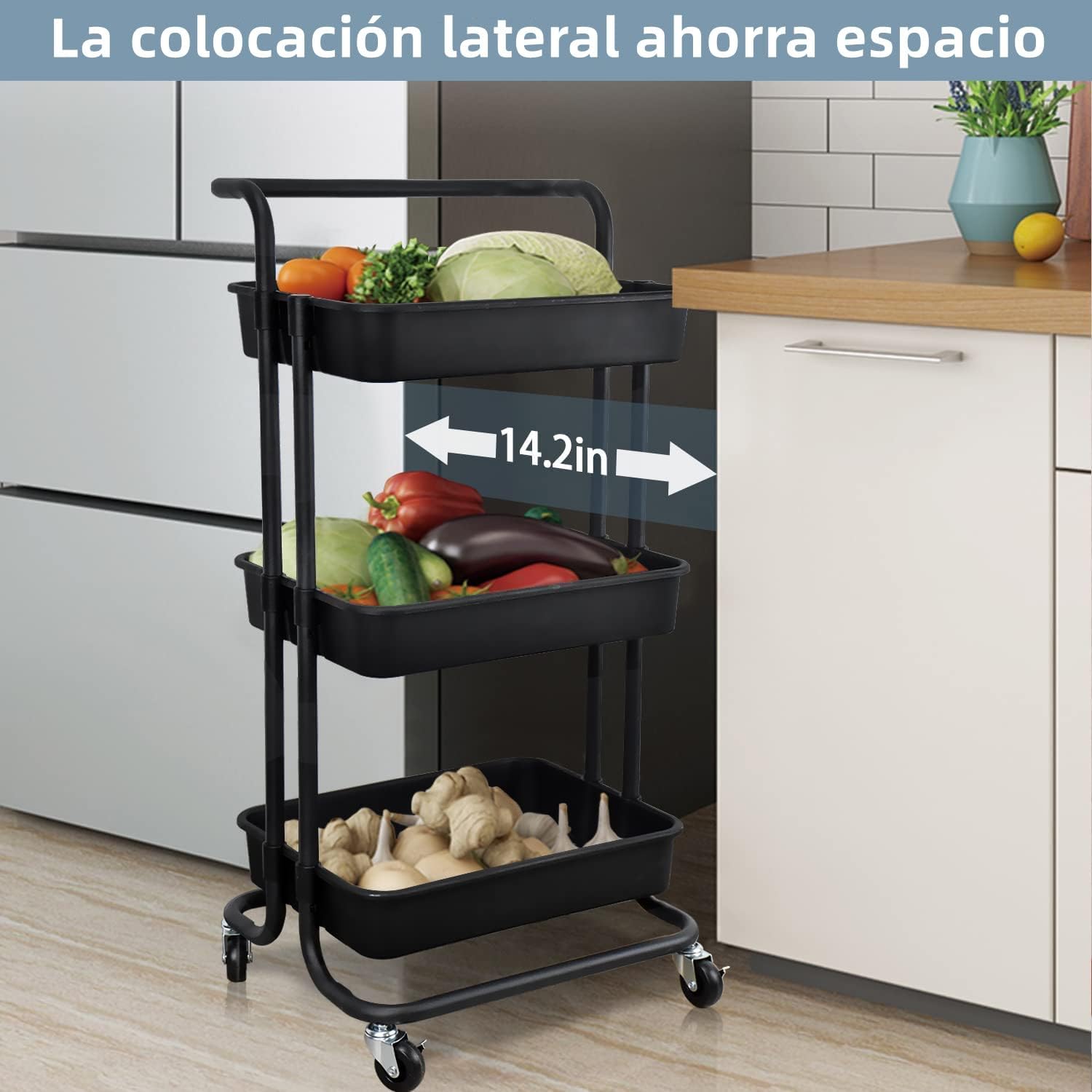 Miniatura 5 de Carrito Organizador de 3 Niveles Ruedas