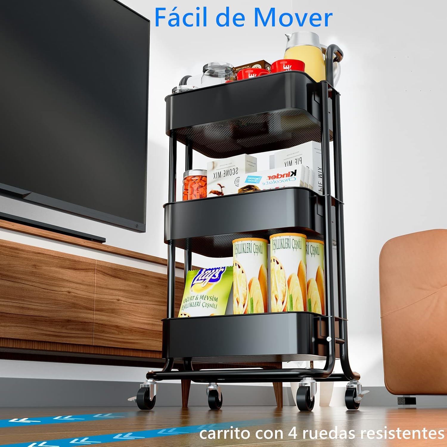 Carrito Organizador de 3 Niveles Ruedas