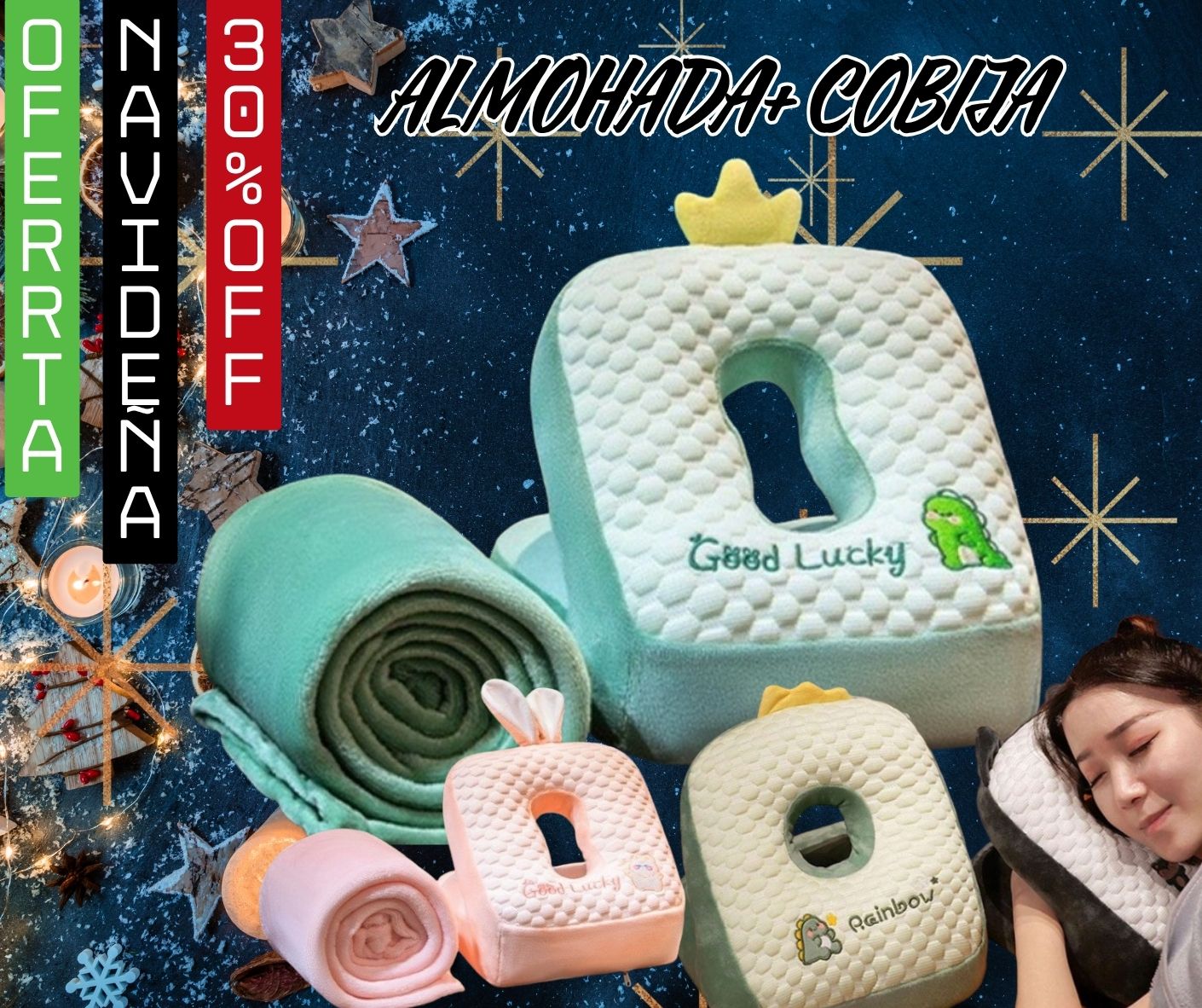 Cojín con Cobija de Felpa NAVIDAD