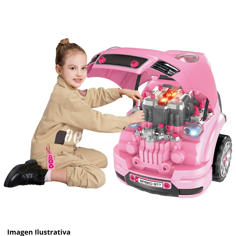 ¡Dale vida a la diversión! 🚗 Carro Infantil Plástico Rosado Simulador 2