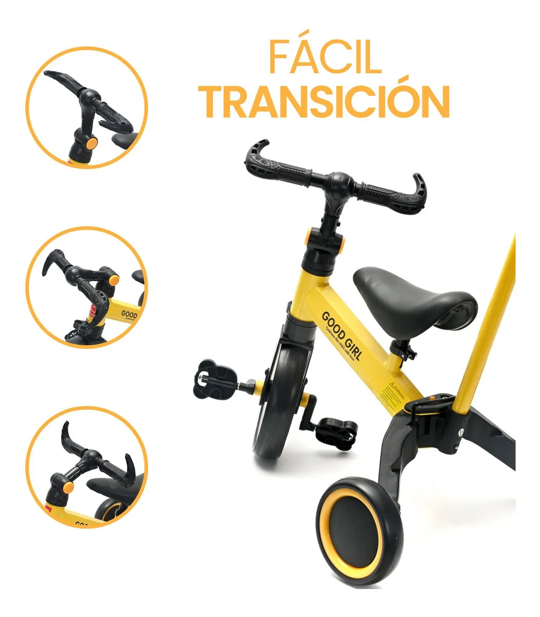 Triciclo Multifuncional Picool 5 En 1 - color: amarillo
