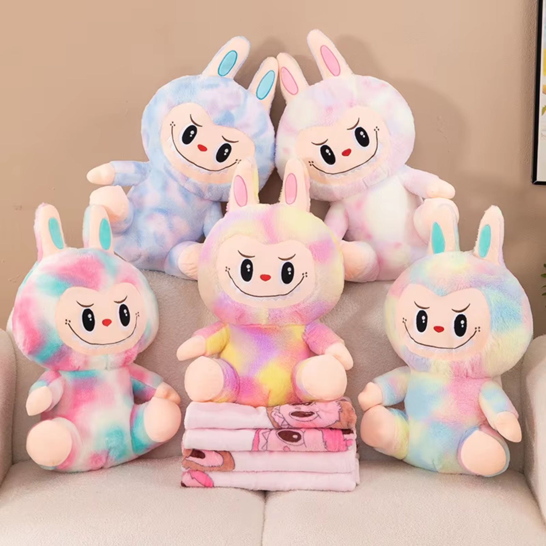 ✨ Peluche Labubu Multicolor con Cobija Suave para Niños ✨ 4