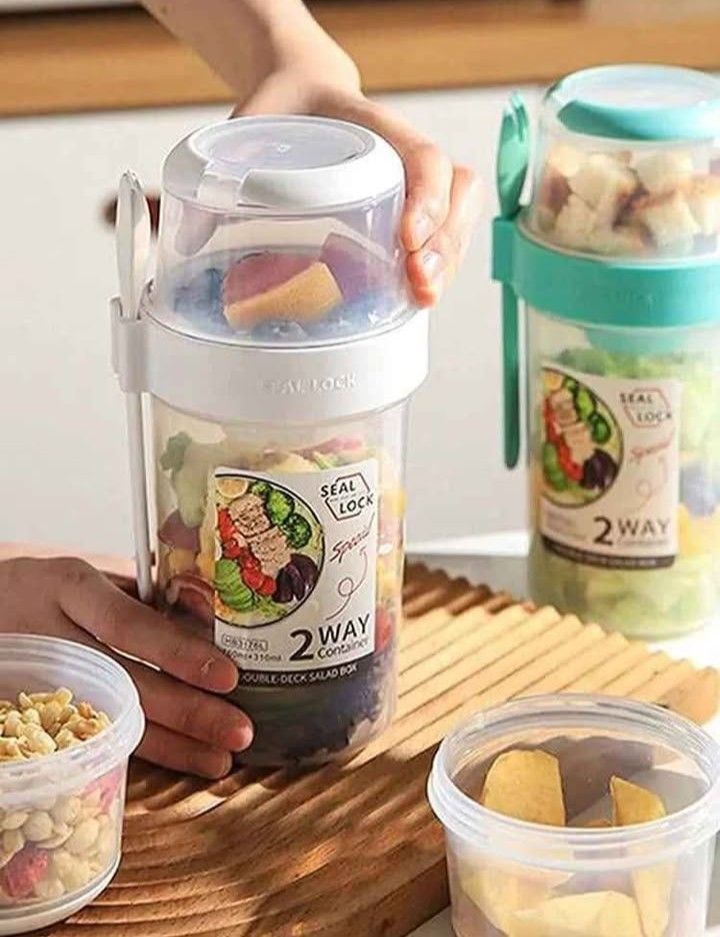 Set taza Doble + Cuchara Portátil