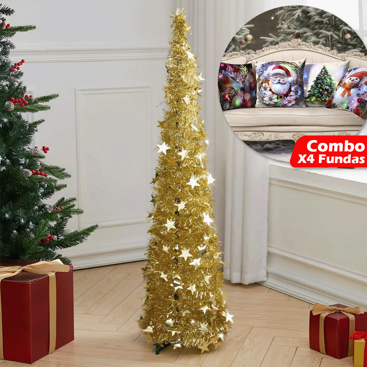 Combo Arbol Plegable + 4 Fundas LEDS YGN
