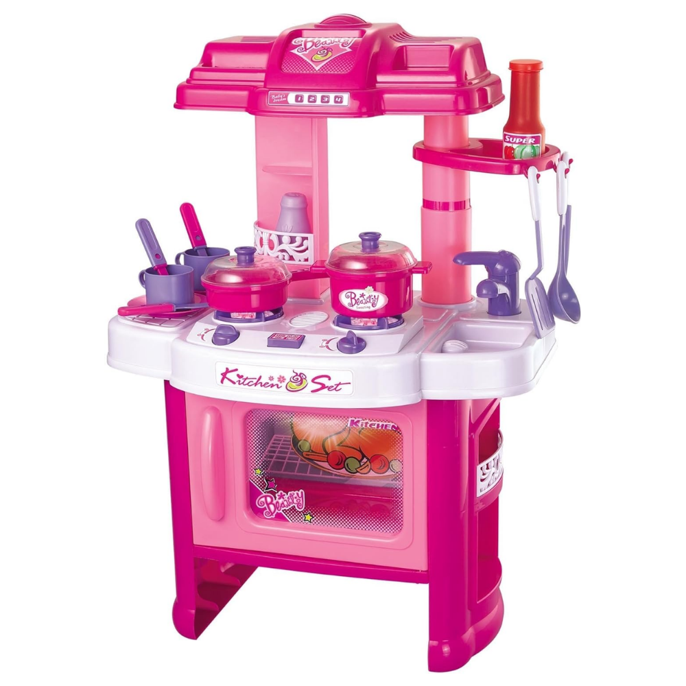 ¡Cocina Infantil Rosa Set Ollas U 🍳✨ - Diversión Garantizada!