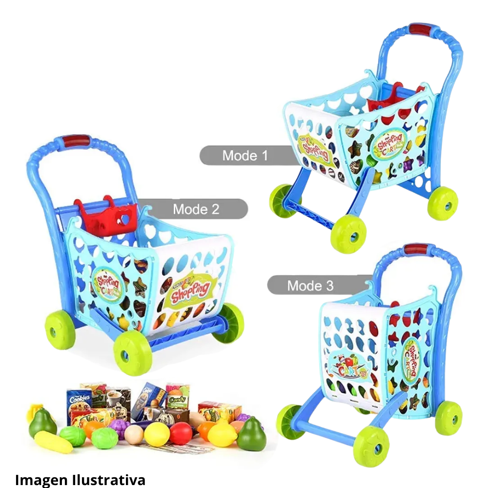 🛒 Carrito Infantil de Compras Azul - Diversión y Aprendizaje para Pequeños Compradores 2