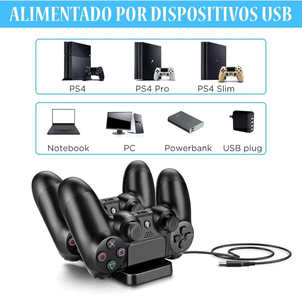Miniatura 5 de Base Cargador Controles De Play 4 Ps4