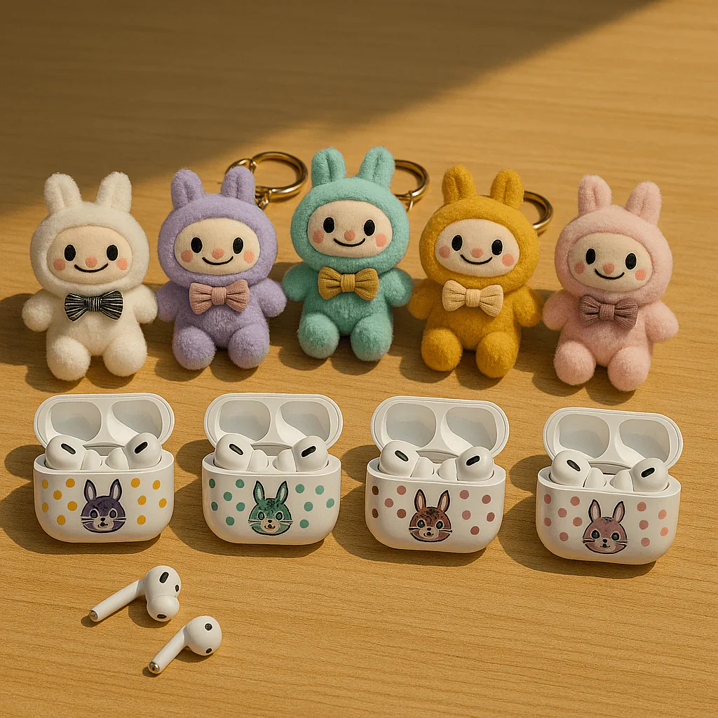 Combo Audífonos Y Llavero Labubu