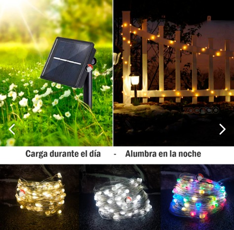 Luces navideñas panel solar 10 MTS - Vista 1
