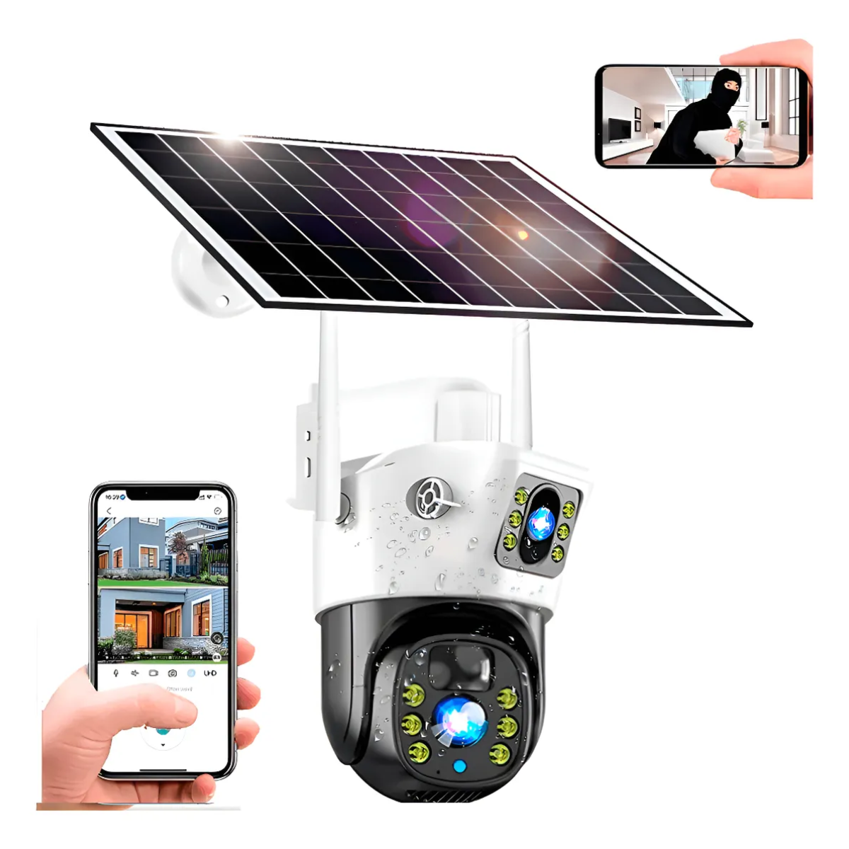 Cámara Ptz Wifi Panel Solar Doble Lente