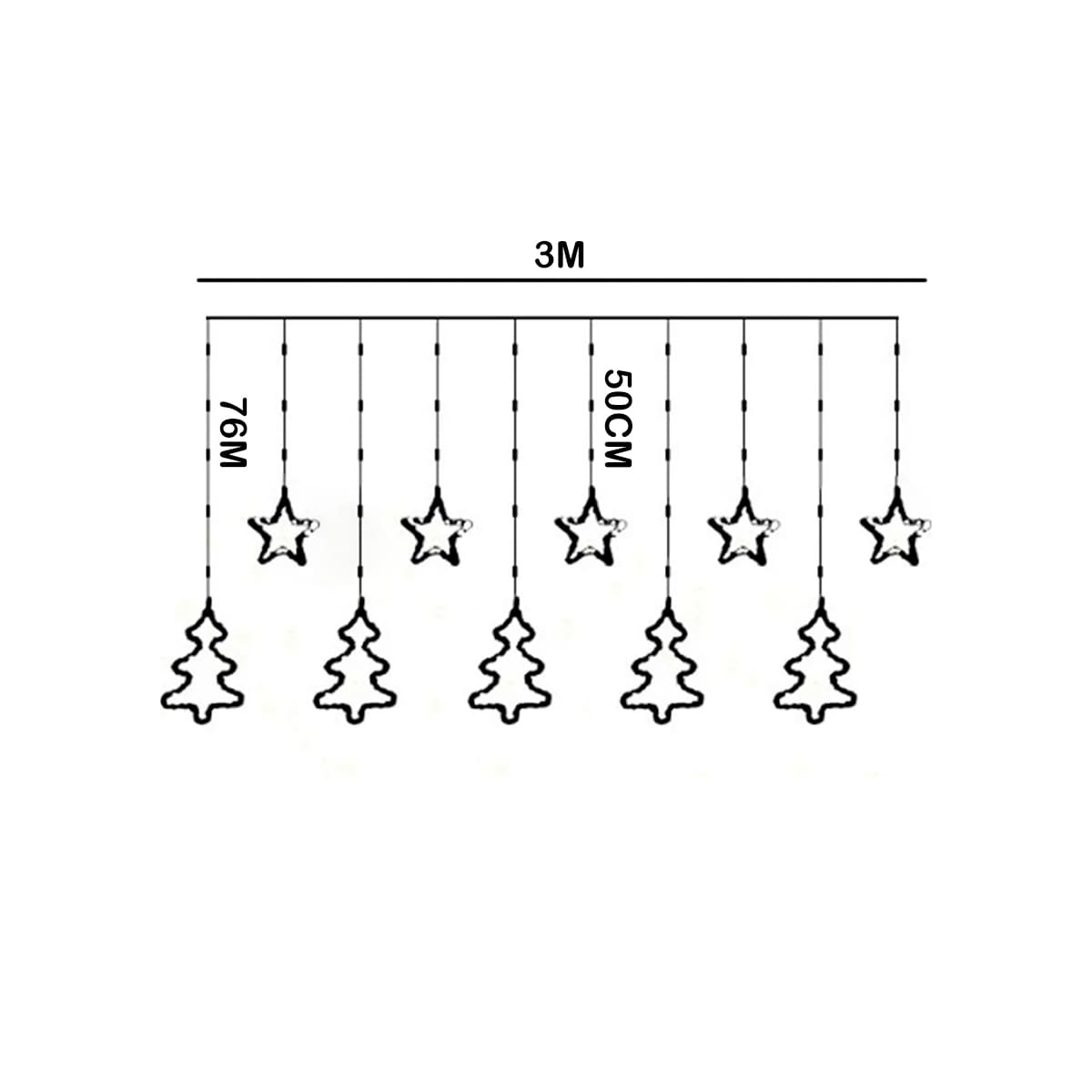 Miniatura 8 de Cortina Estrellas y Arboles 3 M AL-060 - Color: Calido