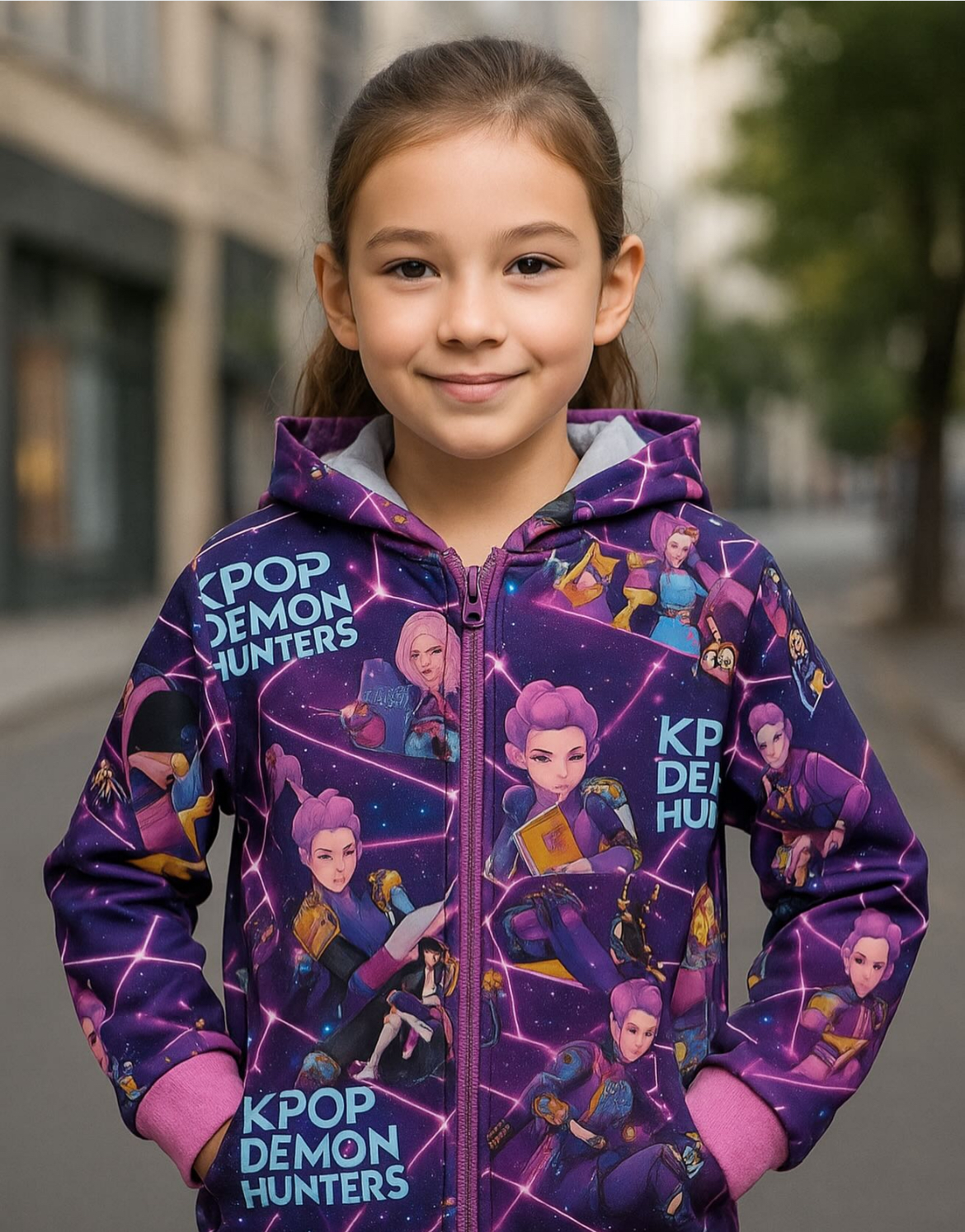 chaqueta rompevientos kpop Niña Lila - Vista 1