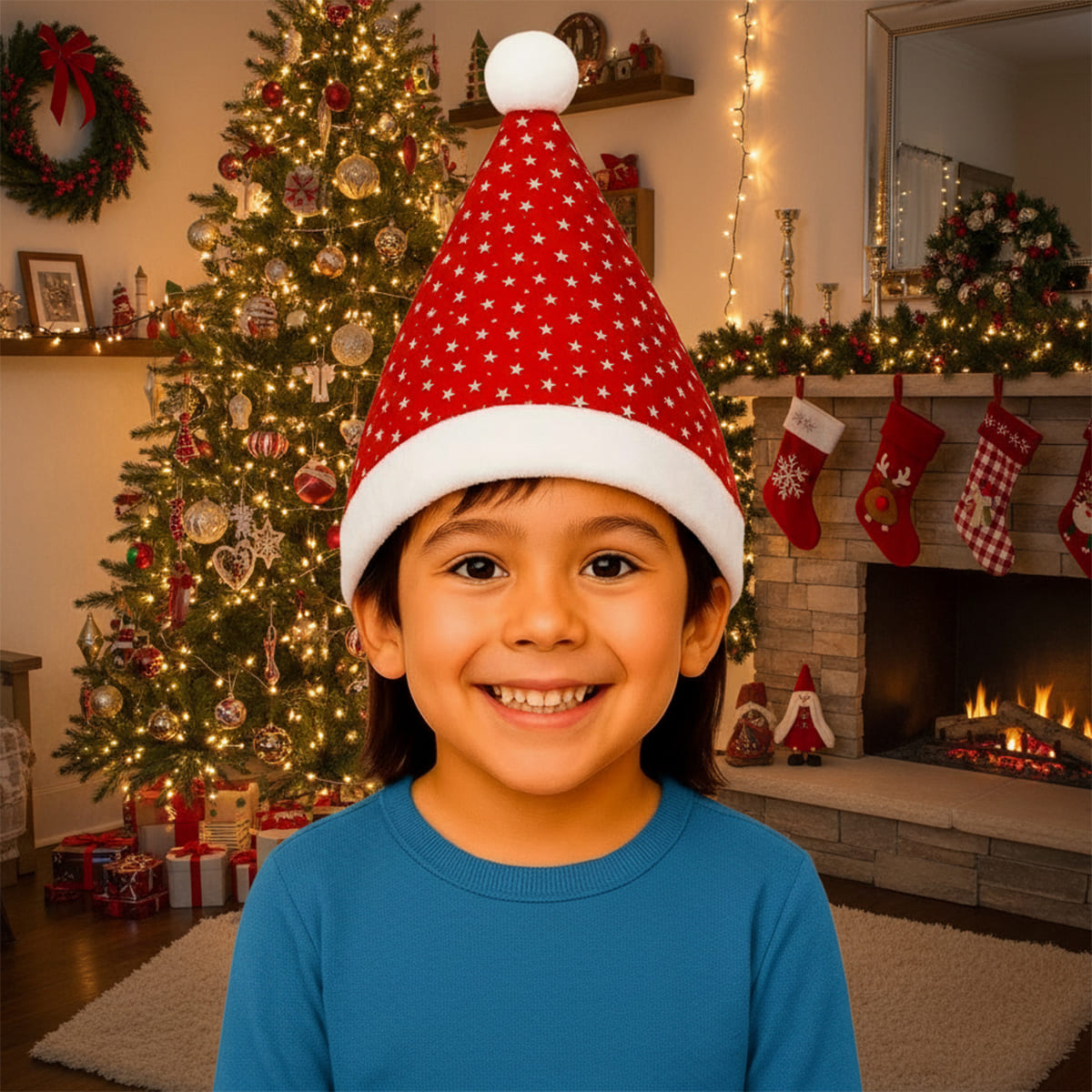 Gorro Navideño Estrella Plateadas GNE001 - Vista 1