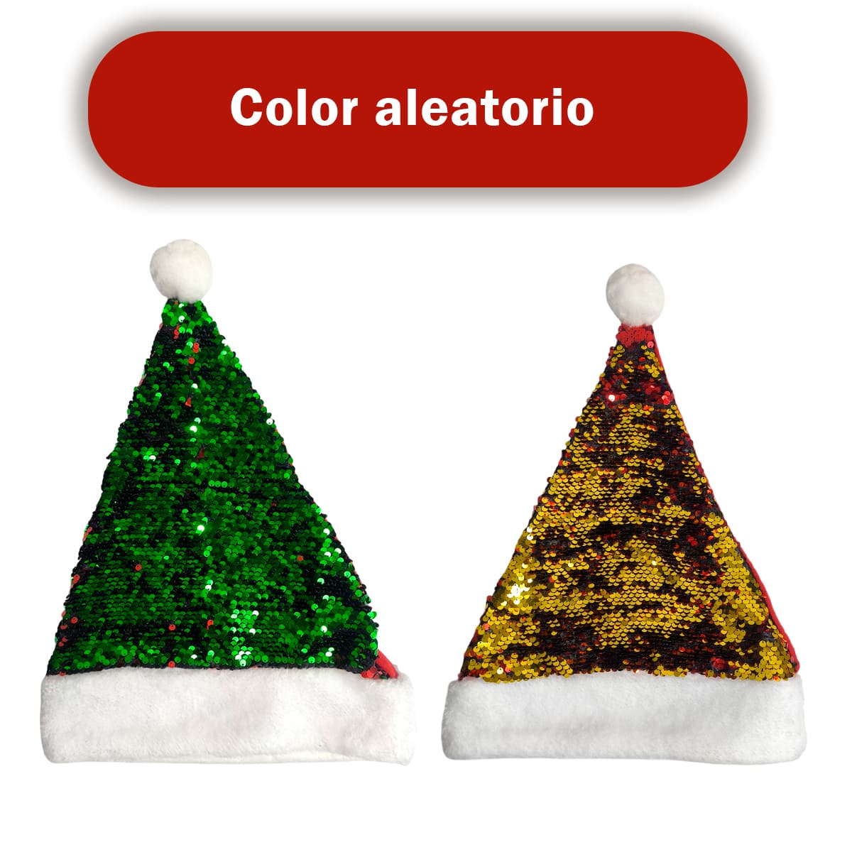 Vista 12 de Gorro Navideño de Lentejuelas GNLRV01 - Cantidad: x3
