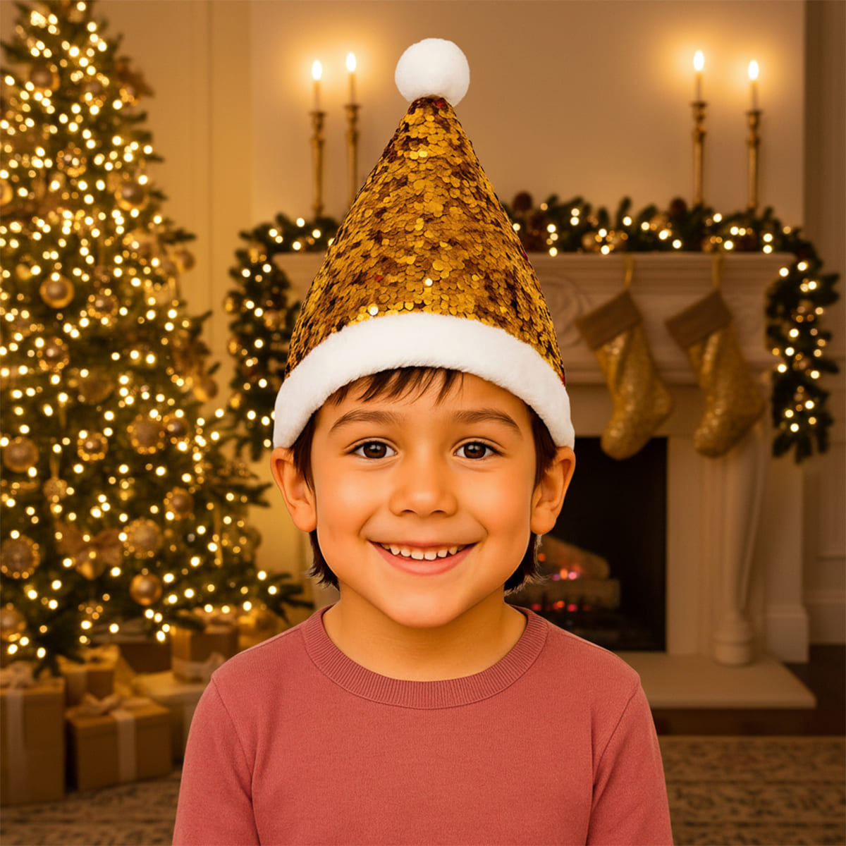 Vista 6 de Gorro Navideño de Lentejuelas GNLRV01 - Cantidad: x3