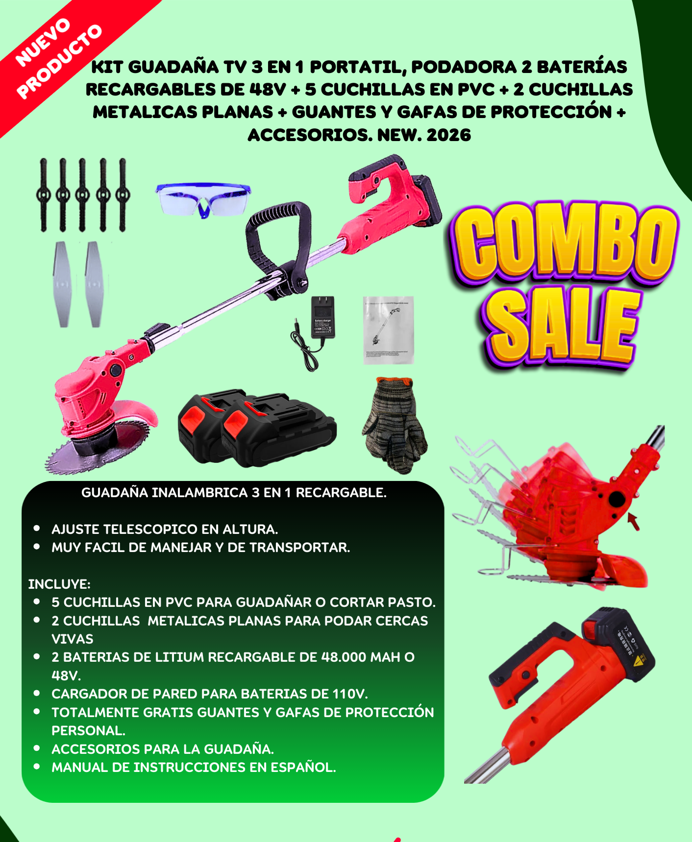 Guadaña 3 En 1 Cuchill Planas y Pvc