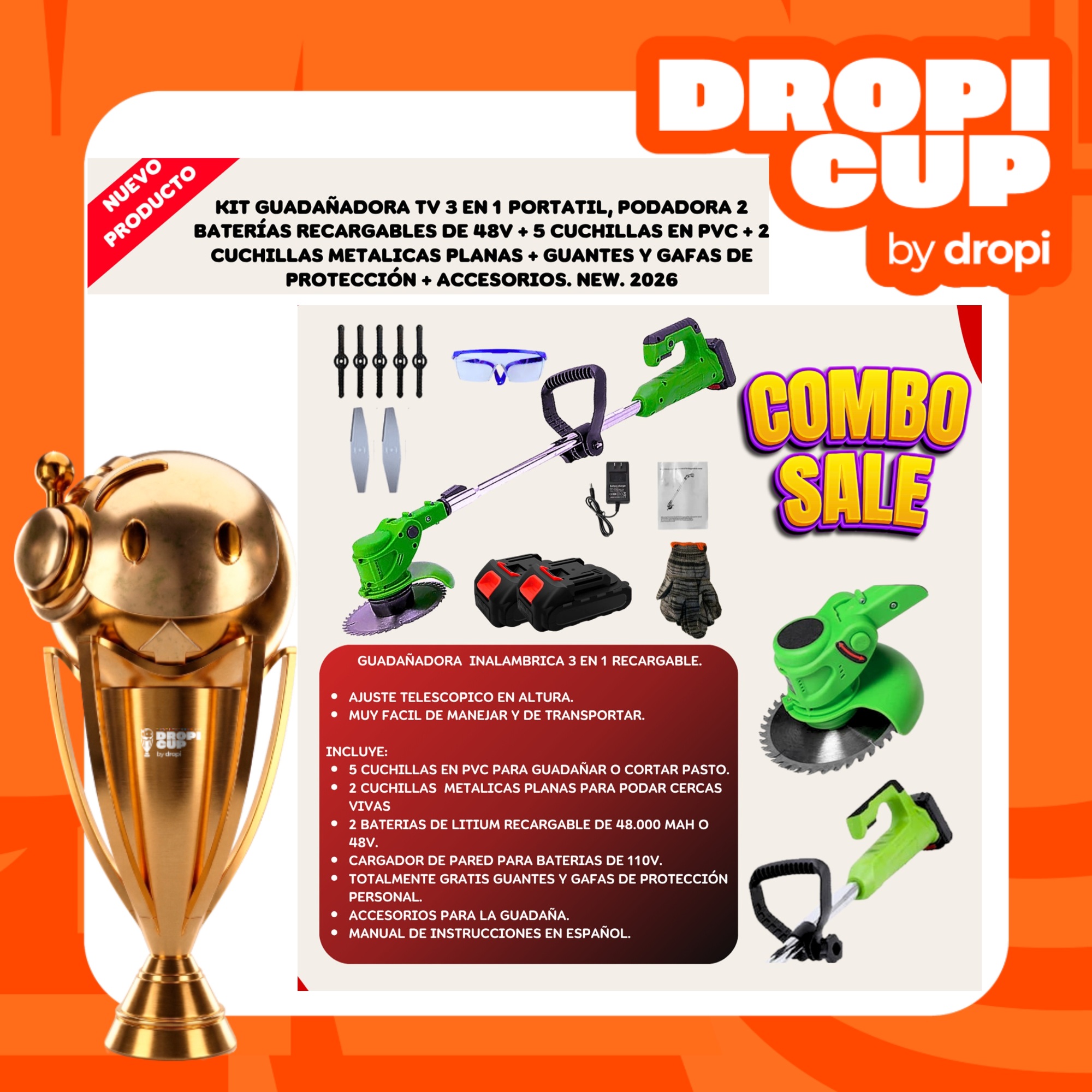 Guadañadora 2 Baterias Complet DROPI CUP