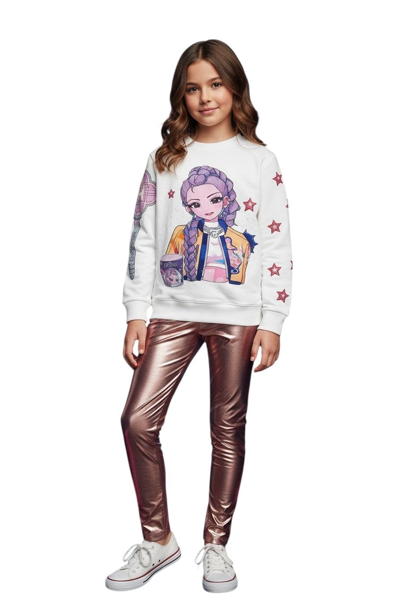 Conjunto Kpop Leggins y buzo blanco - Vista 1
