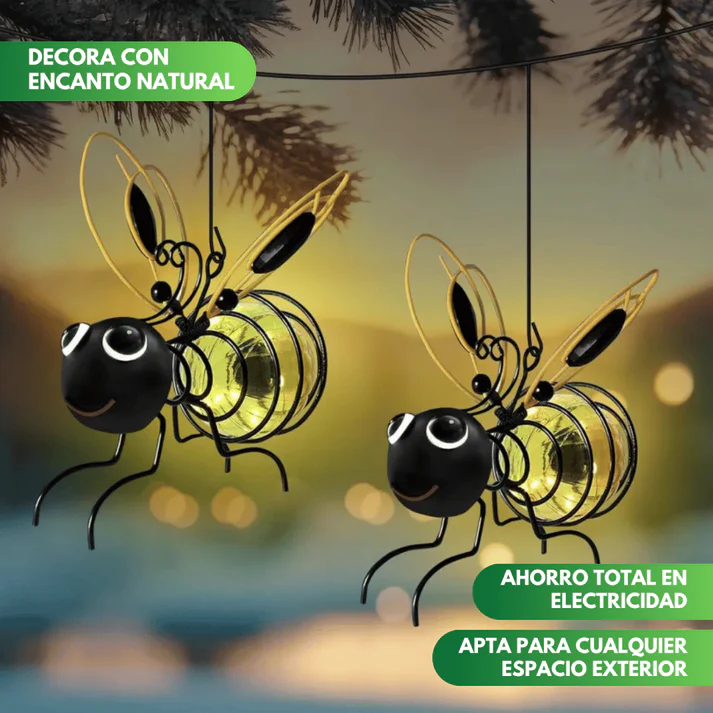 Lampara Solar Colgante de Abeja x2