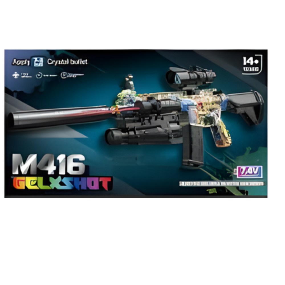Rifle Juguete M416 Gelxshot Azul Gris Hi 🎯 - Diversión Asegurada!