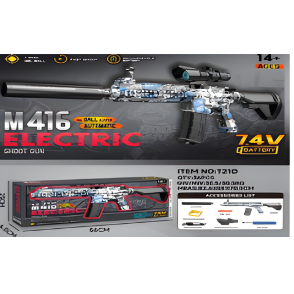 Rifle Juguete M416 Gelxshot Azul Gris 🎯 - Diversión y Acción Asegurada 2