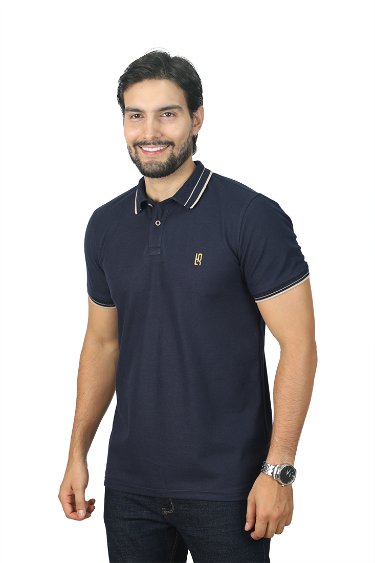 001GAA POLO BASICA AZUL OSCURO JACQUARD - Vista 1