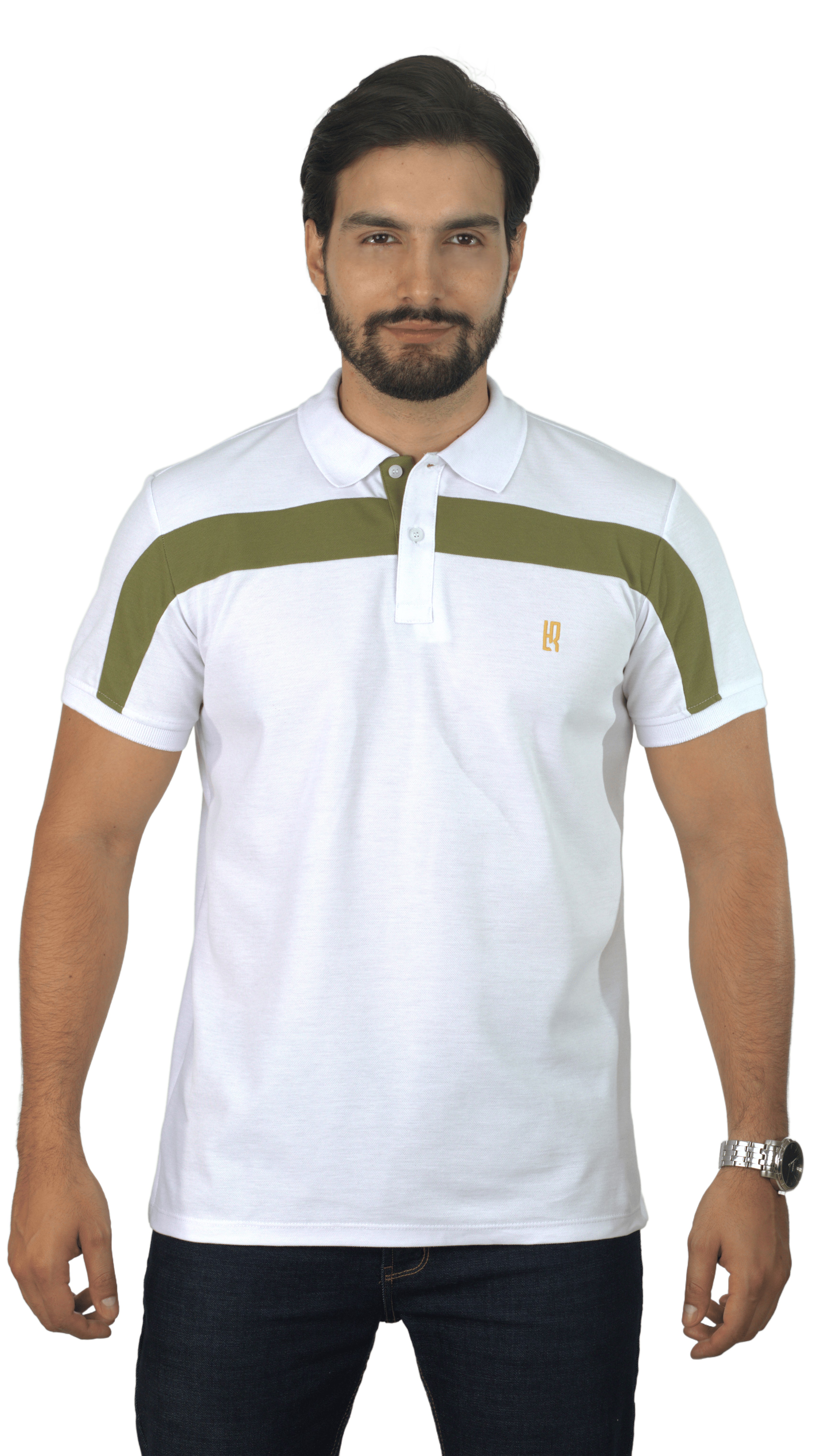 008D POLO COMBINADA VERDE MILITAR MARFIL - Vista 1