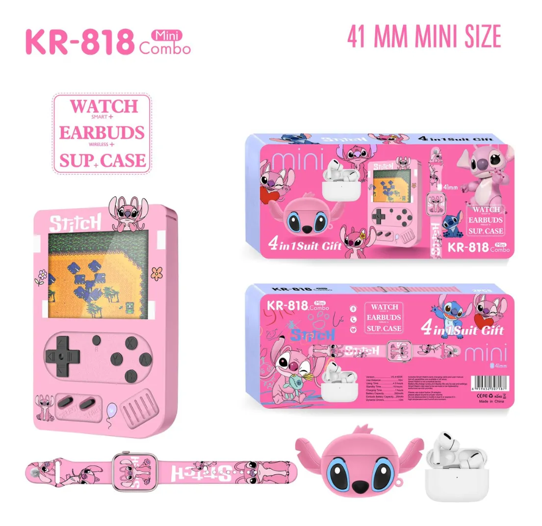 Vista 2 de Combo Infantil 4 en 1 Reloj,Consola,Audi - Diseño: Niña