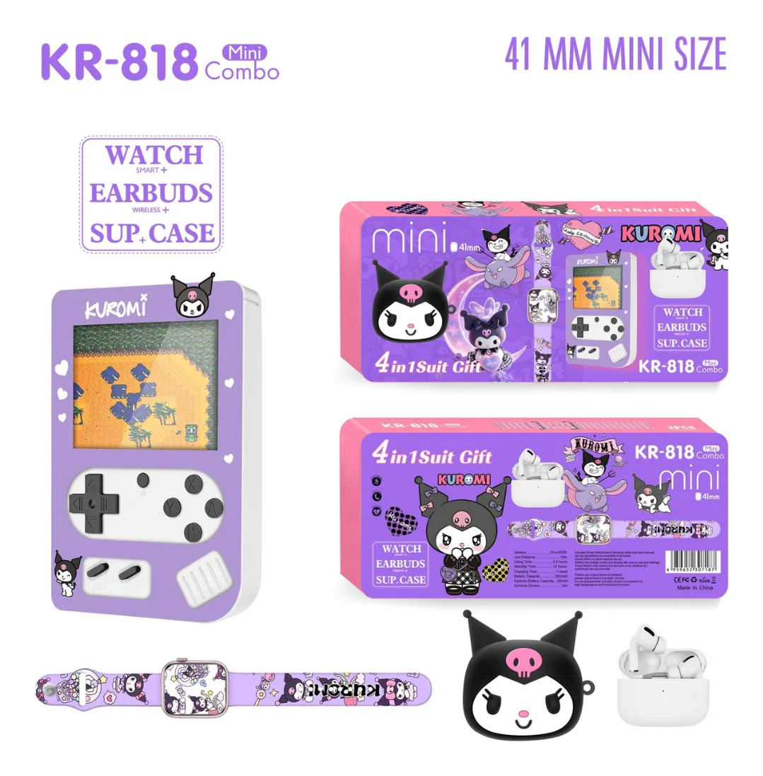 Vista 3 de Combo Infantil 4 en 1 Reloj,Consola,Audi - Diseño: Niña