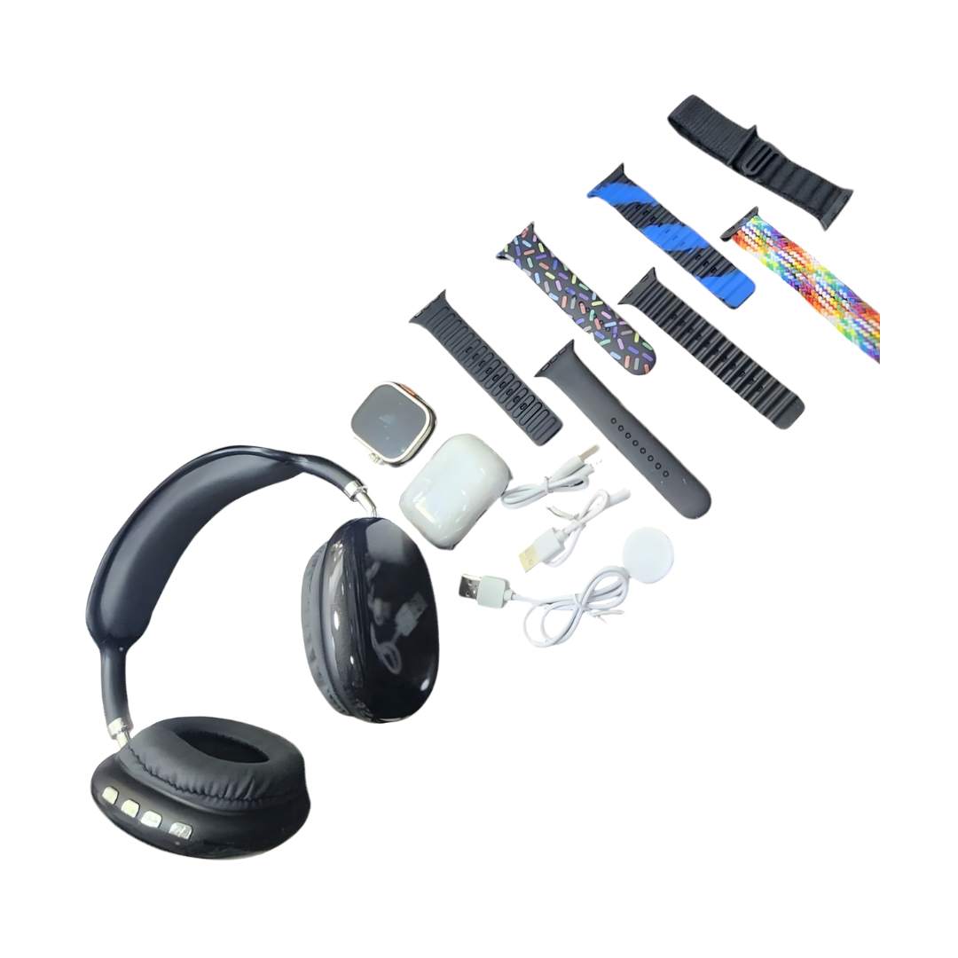 Combo Audifono Diadema Reloj 7 Manillas - Vista 1