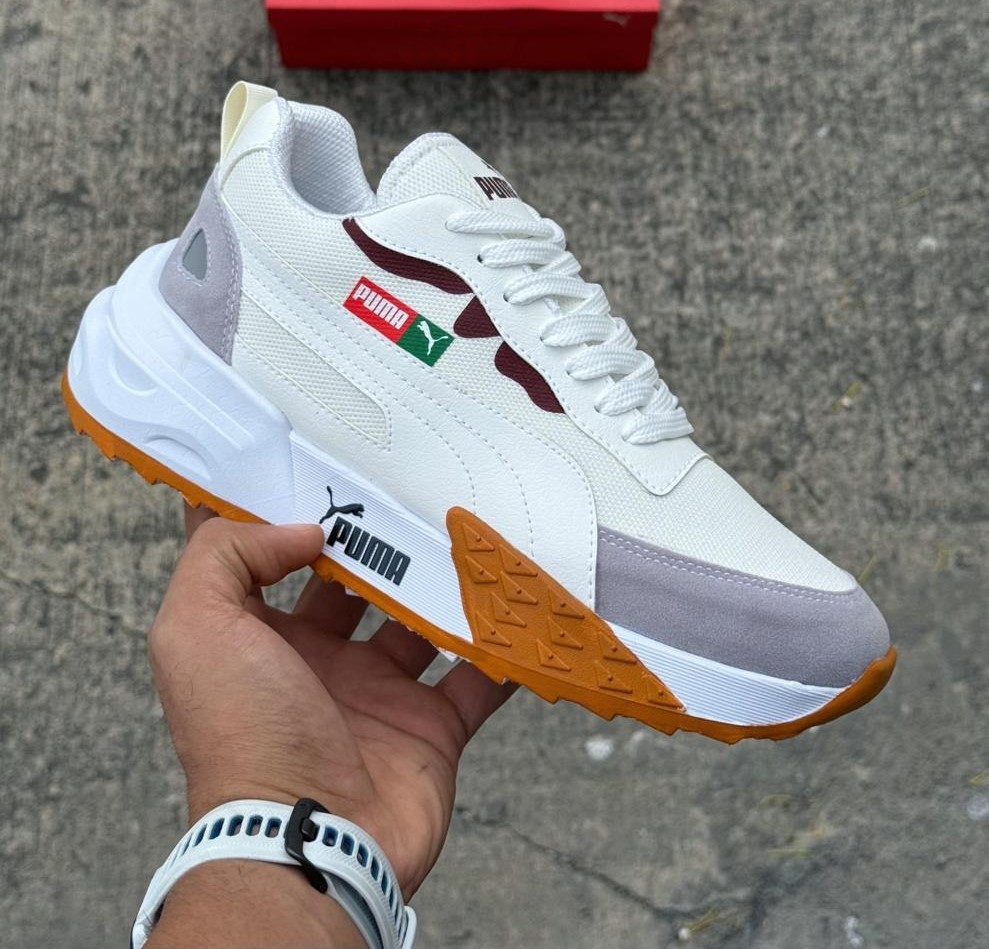 Tenis Puma Easy Rider Blanco Beige Vino - Vista 1